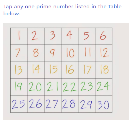 Tap on any prime number