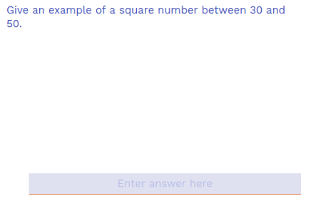 Find a square number between 30 and 50