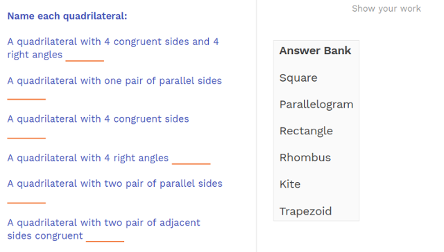 Polygon vocabulary task