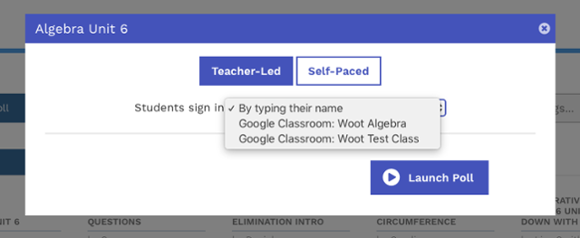 Select Google Classroom class when launching a poll