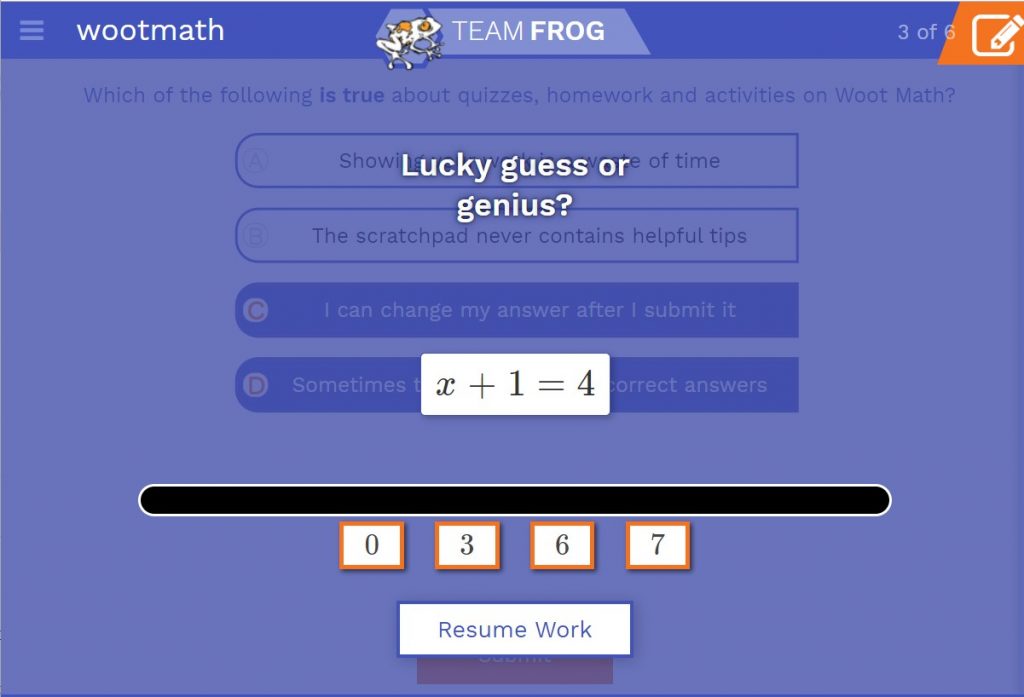 Engaging math game between problems